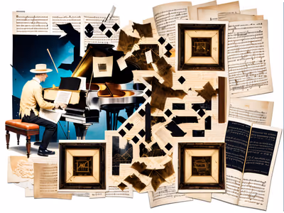 Pianist Sheet Music Collage QR Code for Posters — image 1