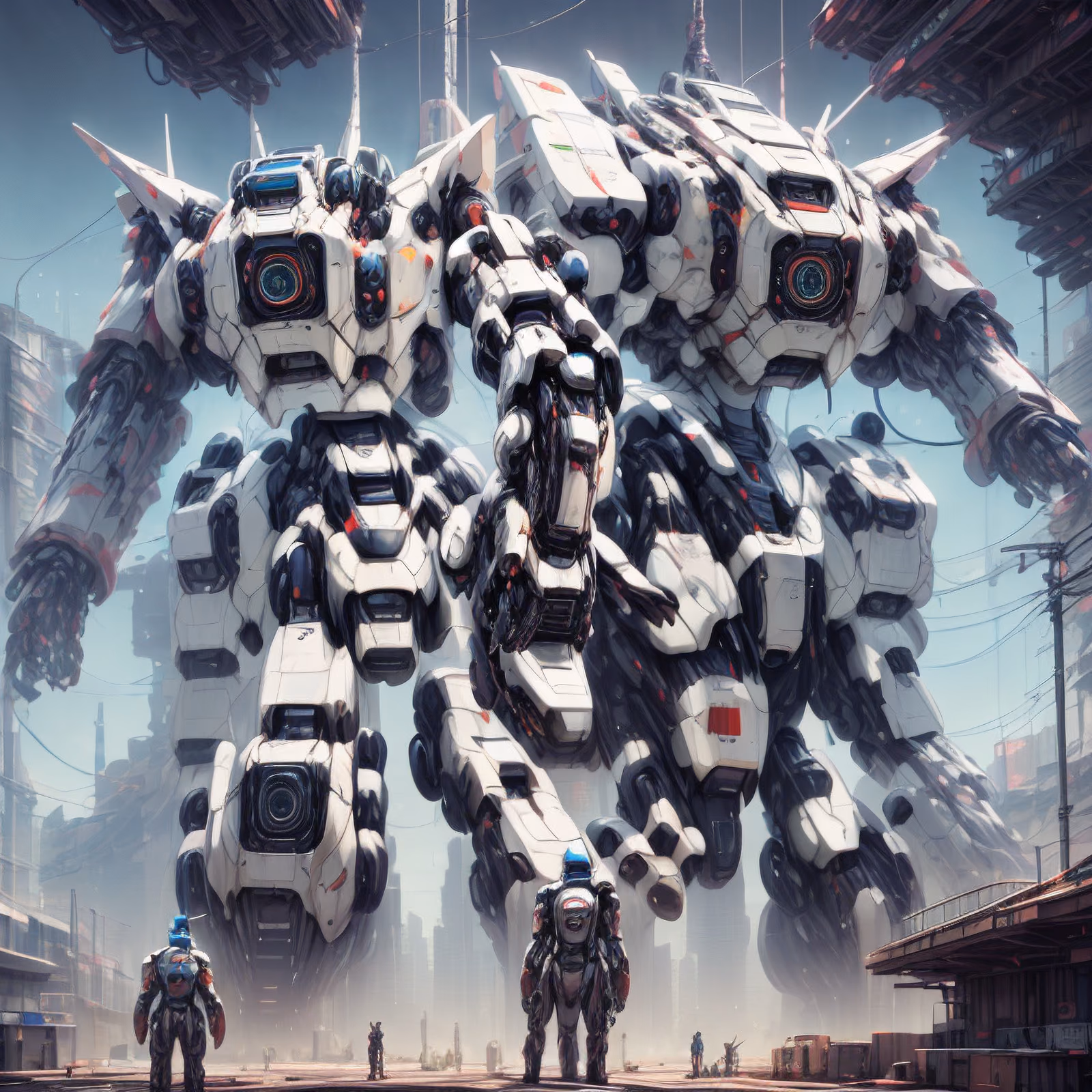 Giant White Mecha Cyberpunk QR Code for Posters — image 1