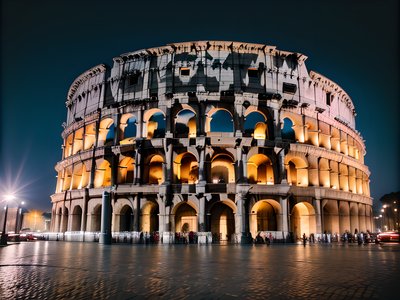 Colosseum at Night Film Photography QR Code for Posters