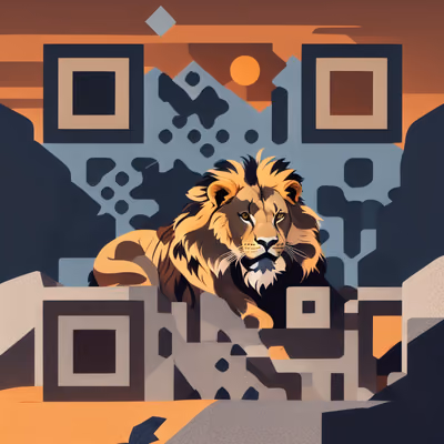 Lion on Rocky Ledge Vector QR Code for Posters — image 1