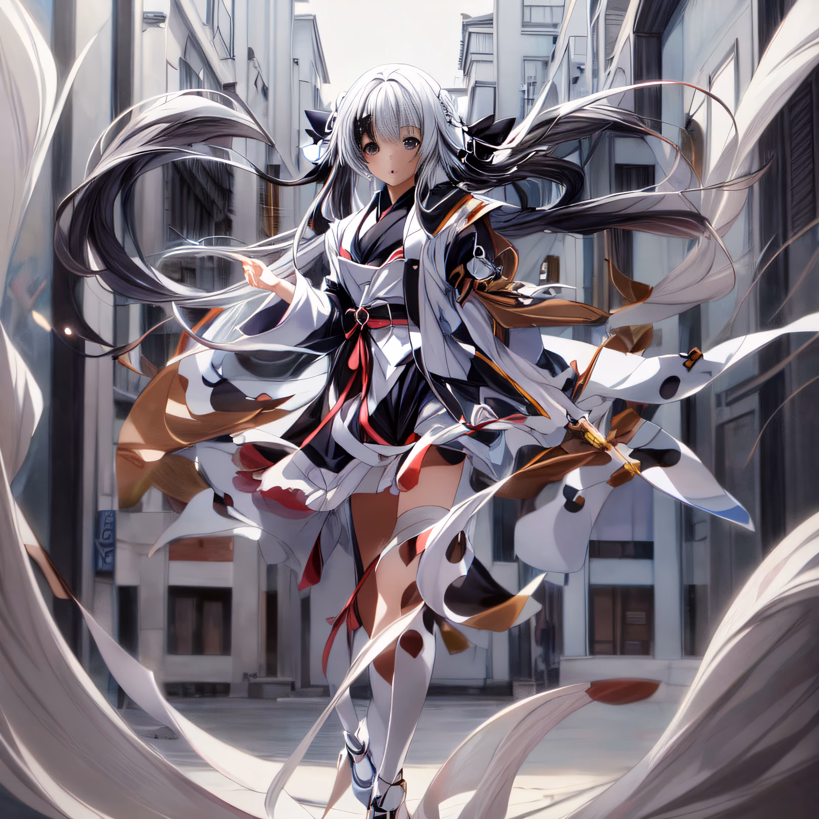 Anime Girl Kimono Street QR Code for Posters — image 1