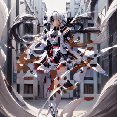Anime Girl Kimono Street QR Code for Posters — image 1