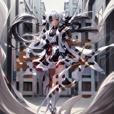 Anime Girl Kimono Street QR Code for Posters