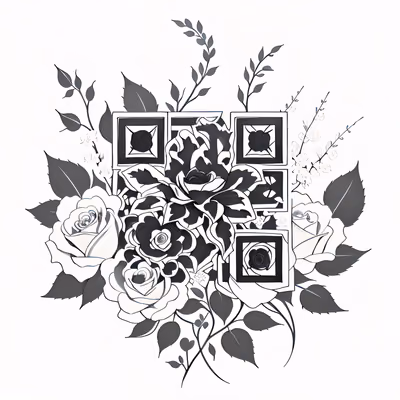Rose Bouquet Ink Tattoo QR Code for Temporary Tattoos — image 1
