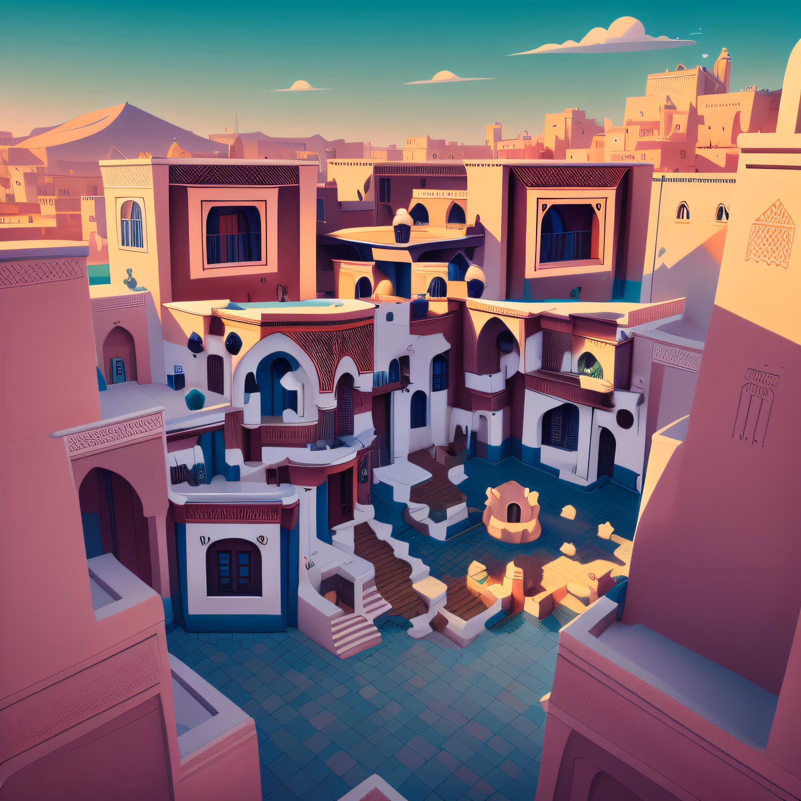 Марокканский дворик в 3D игровой графике: QR-код для постеров — изображение 1