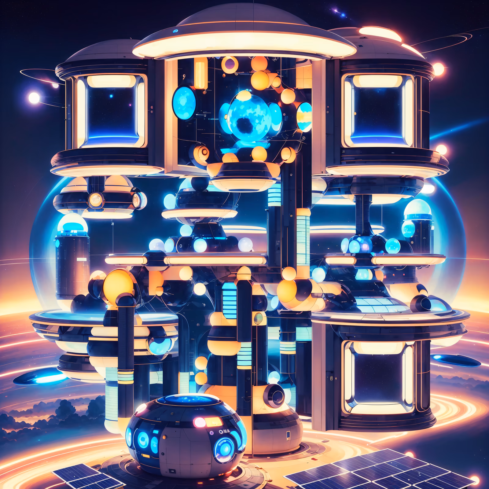 Retrofuturist Space Station Digital QR Code Art — image 1