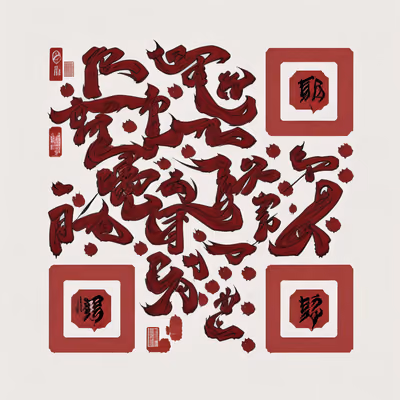QR-код с малиновой каллиграфией кистью для плакатов — изображение 1