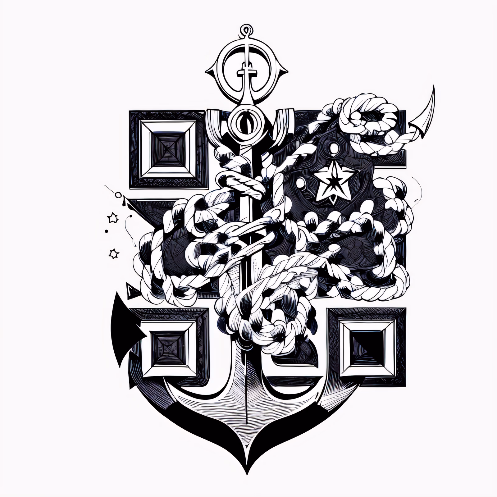 QR-код с якорем в верёвке для временных татуировок — изображение 1
