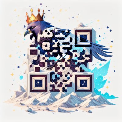 Crowned Crow Game Art QR Code for Stickers