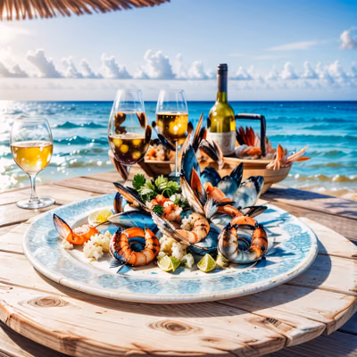 Beach Seafood Platter Photorealistic QR Code for Restaurant Menus — image 1