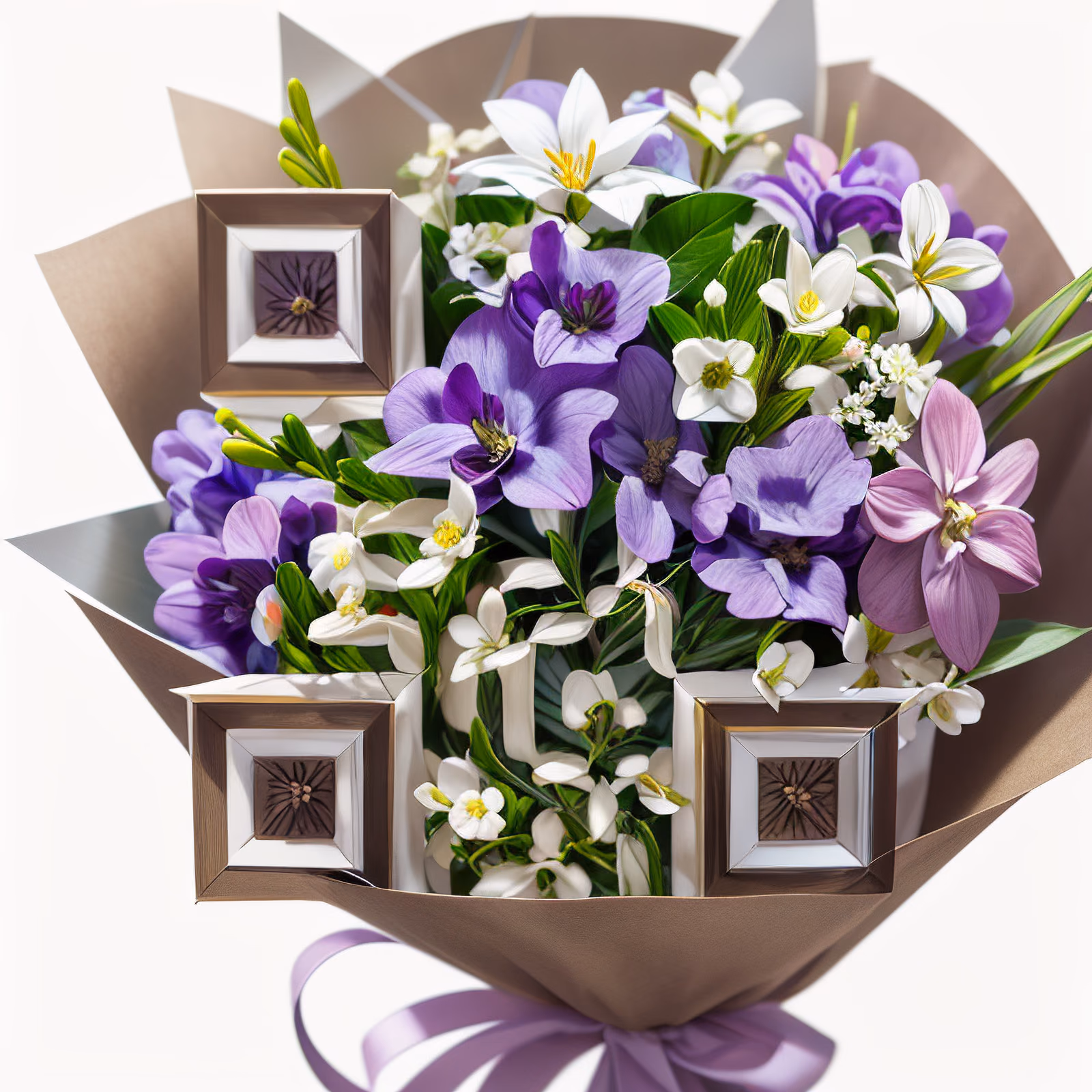 Jasmine and Lilac Bouquet Photoreal QR Code for Packaging — image 1