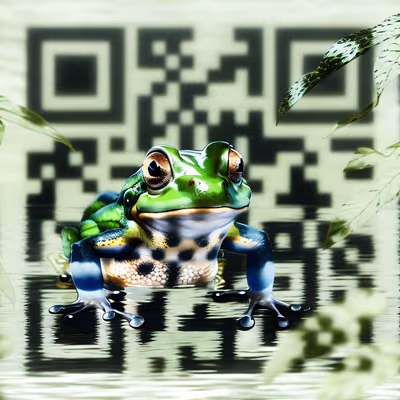Green Frog 3D Render QR Code for Posters — image 1