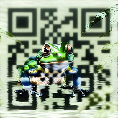 Green Frog 3D Render QR Code for Posters