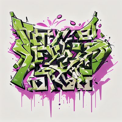 Green Wildstyle Graffiti Lettering Abstract QR Code for Apparel