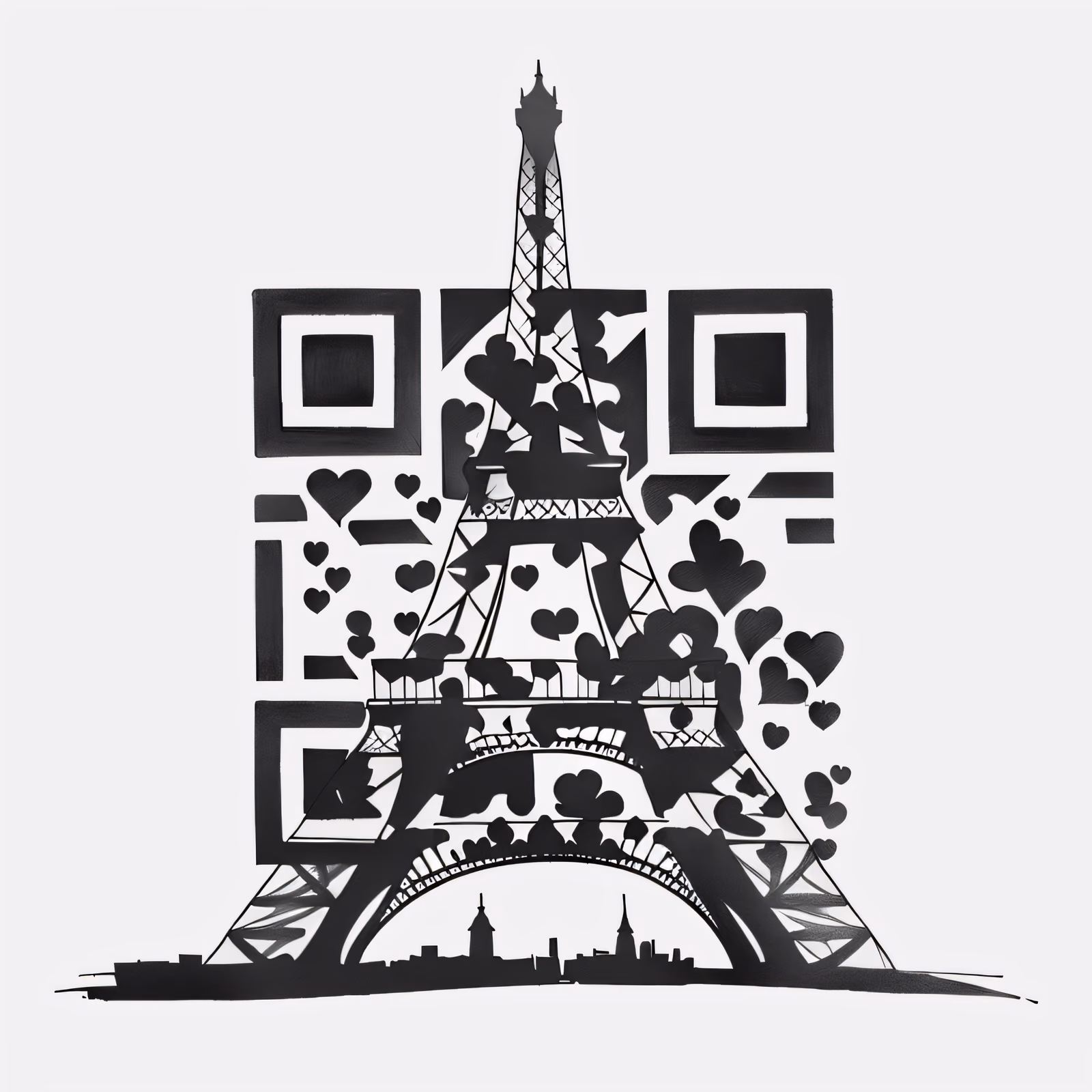 Eiffel Tower Heart Tattoo QR Code for Temporary Tattoos — image 1