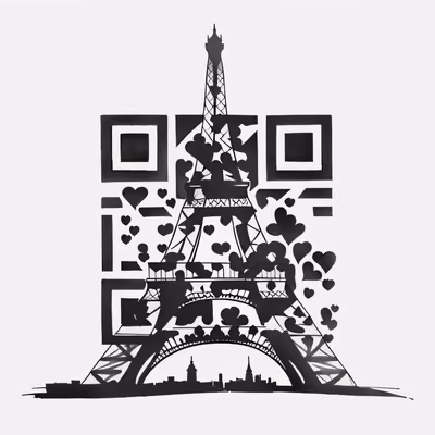 Eiffel Tower Heart Tattoo QR Code for Temporary Tattoos — image 1