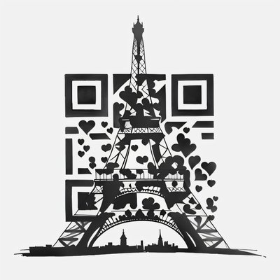 Eiffel Tower Heart Tattoo QR Code for Temporary Tattoos