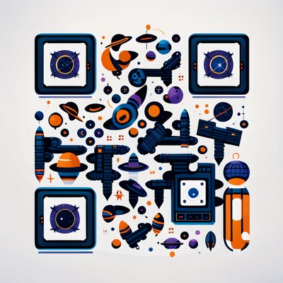 太空图标矢量二维码设计,适用于海报