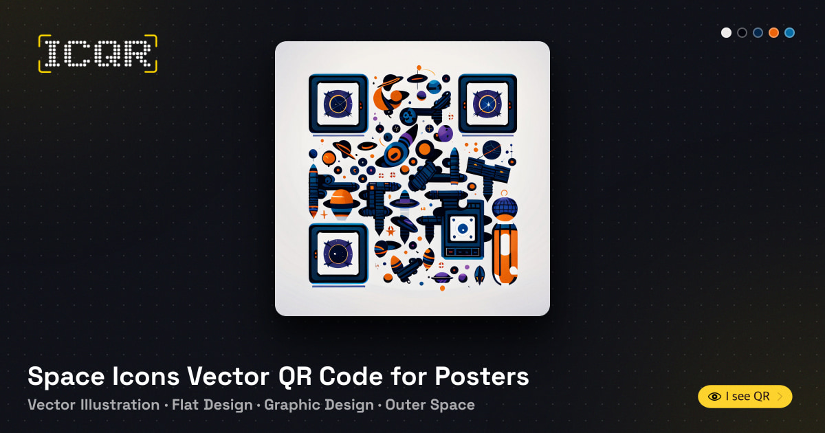 Space Icons Vector QR Code for Posters • ICQR