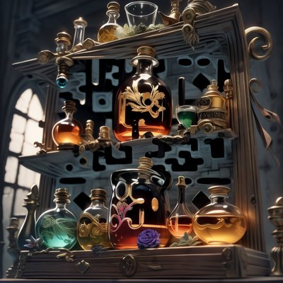 Alchemist Potion Shelf 3D QR Code Poster