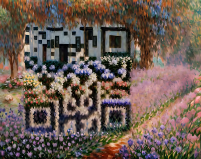 Impressionist Flower Garden Cottage QR Code Art — image 1