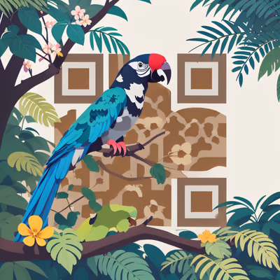 Попугай тропического леса в плоской векторной графике: QR-код — изображение 1