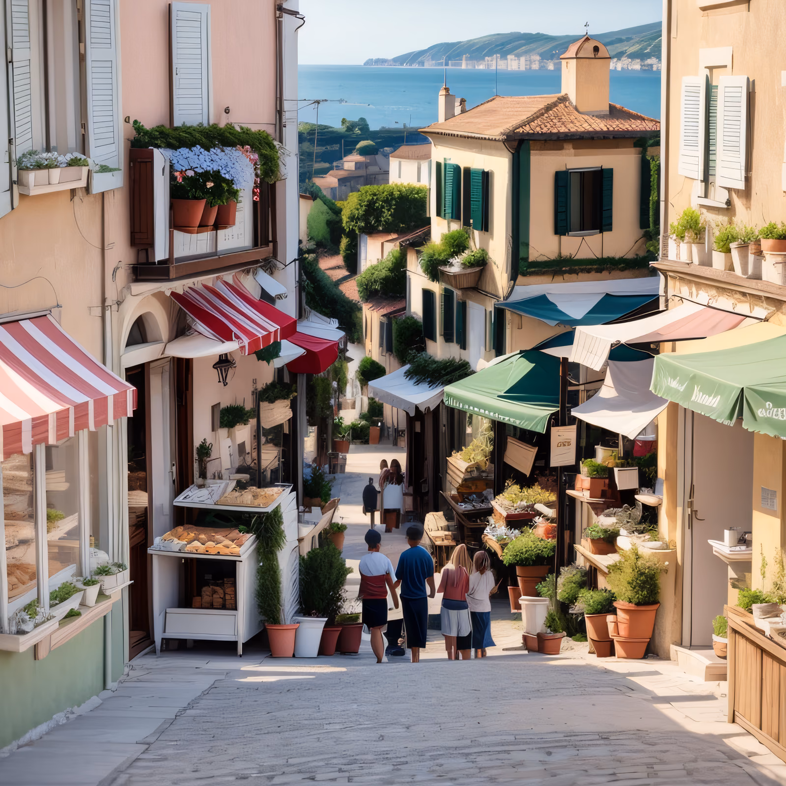 Italian Seaside Village Street QR Code Poster Art — image 1