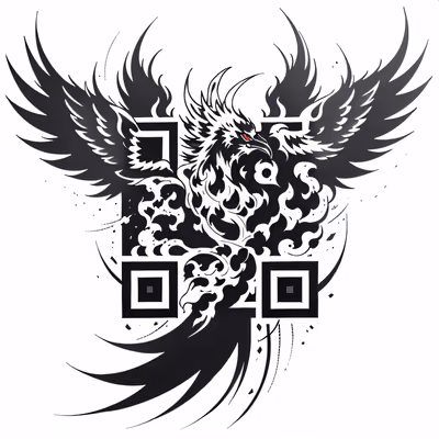 Восходящий феникс: QR-код в стиле татуировки для временных тату — изображение 1