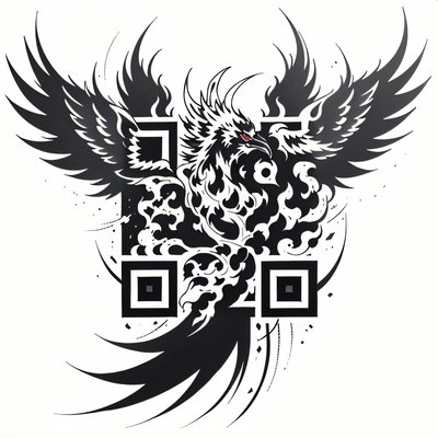 Phoenix Rising Tattoo Ink QR Code for Temporary Tattoos