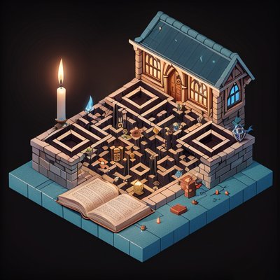 Isometric Witch Room Diorama QR Code Art