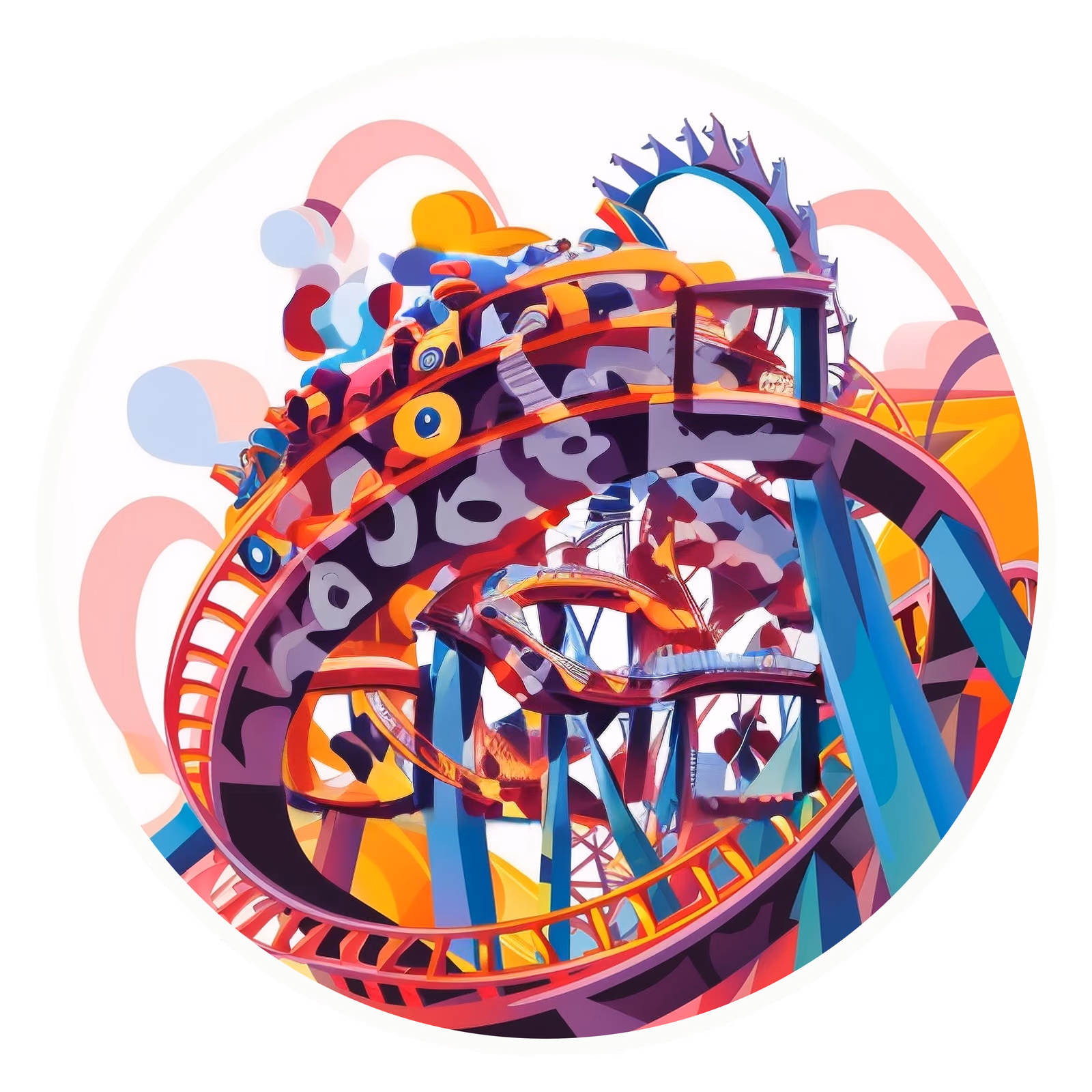 Roller Coaster Vector Illustration QR Code for Stickers — image 1