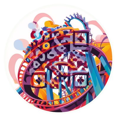 Roller Coaster Vector Illustration QR Code for Stickers