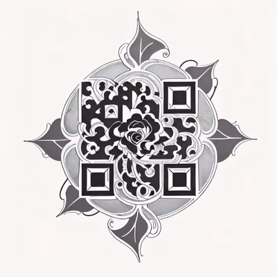 QR-код с розой и филигранью в стиле татуировки для временных тату — изображение 1