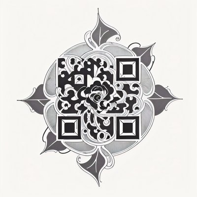 Rose Filigree Tattoo Ink QR Code for Temporary Tattoos