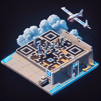 Изометрический аэропорт в облаках: QR-код для постеров — изображение 1