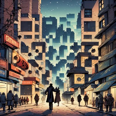 Night City Street Comic QR Code for Posters