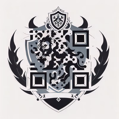 Lion Shield Tattoo Style QR Code for Apparel — image 1