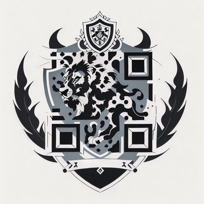 Lion Shield Tattoo Style QR Code for Apparel