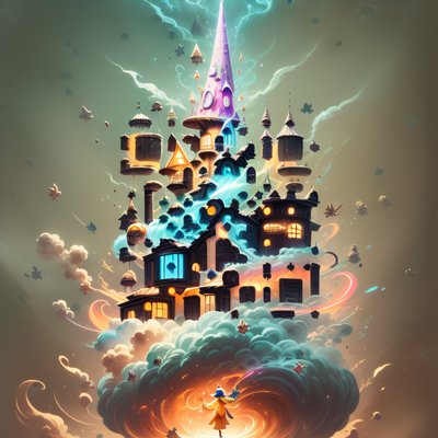 Floating Wizard Tower Fantasy QR Code for Posters