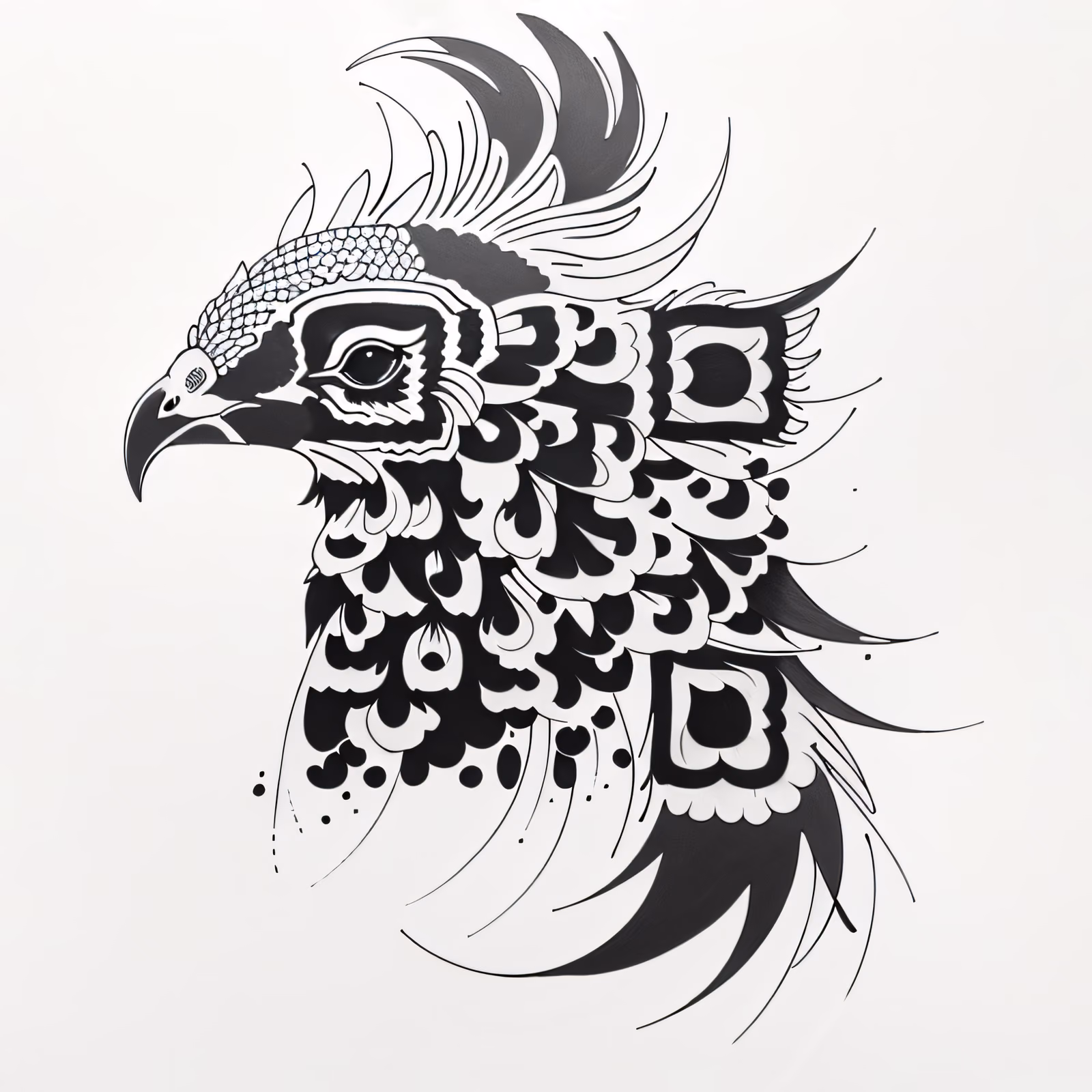 Peacock Head Tattoo Ink QR Code for Temporary Tattoos — image 1