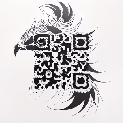 Peacock Head Tattoo Ink QR Code for Temporary Tattoos — image 1