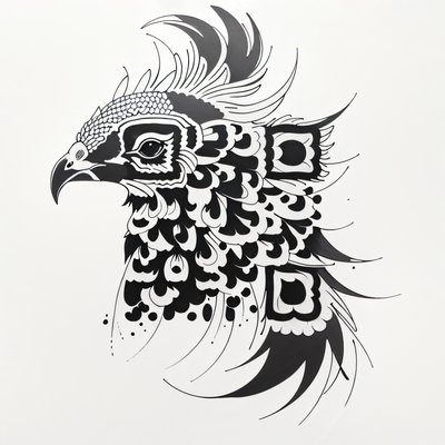Peacock Head Tattoo Ink QR Code for Temporary Tattoos