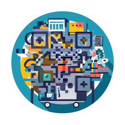 Офисный принтер в векторном коллаже: QR-код для наклеек — изображение 1