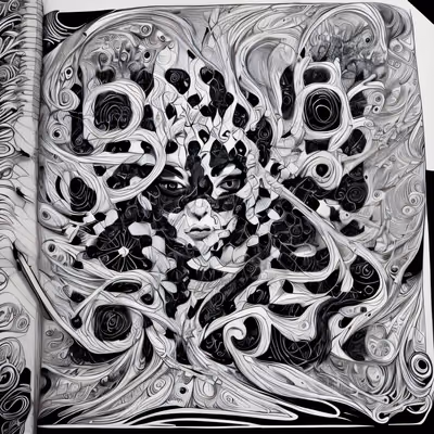 曼陀罗涂鸦人脸墨水画二维码艺术 — 图片 1