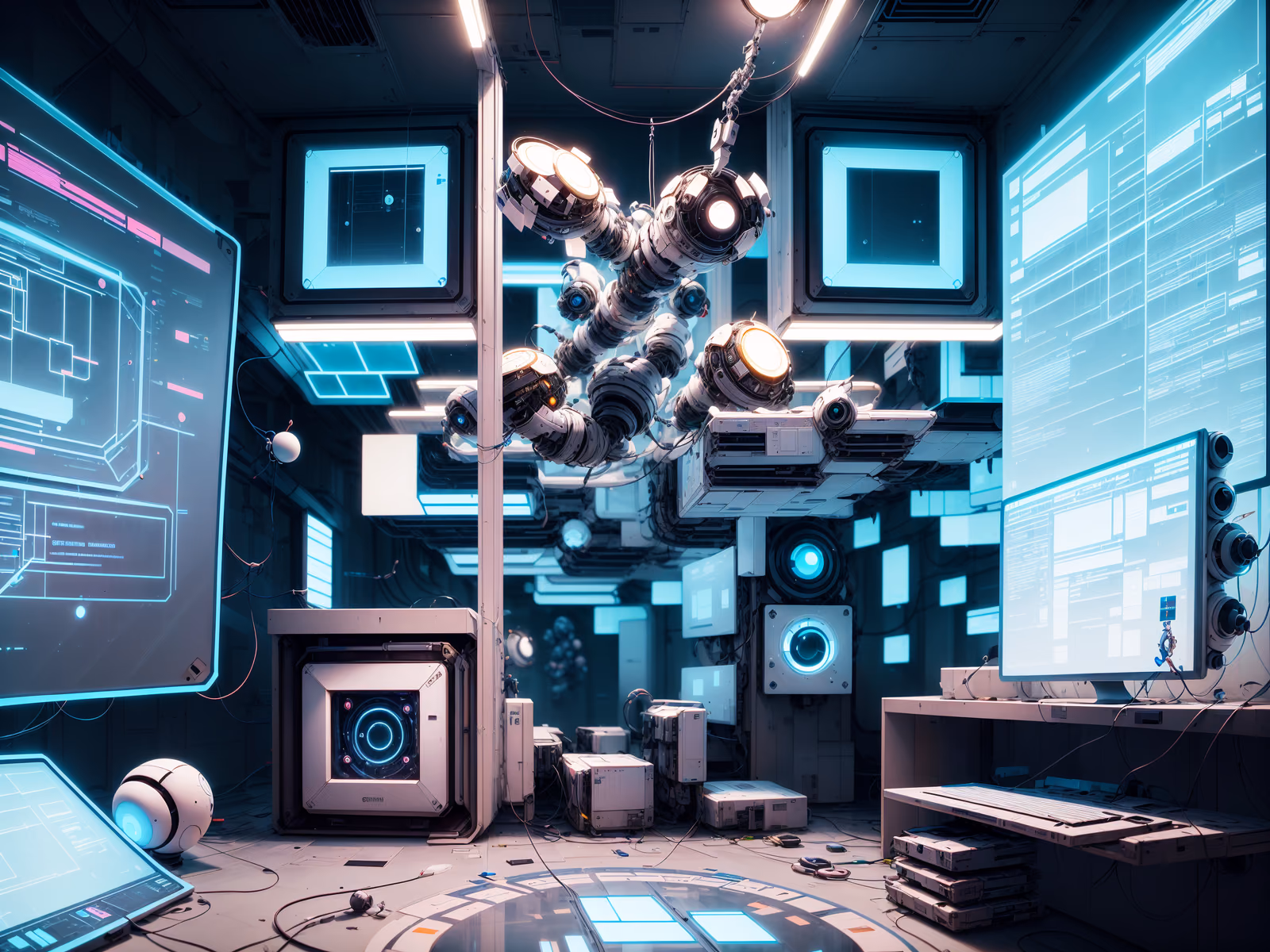 Cyberpunk AI Lab Interior QR Code for Posters — image 1