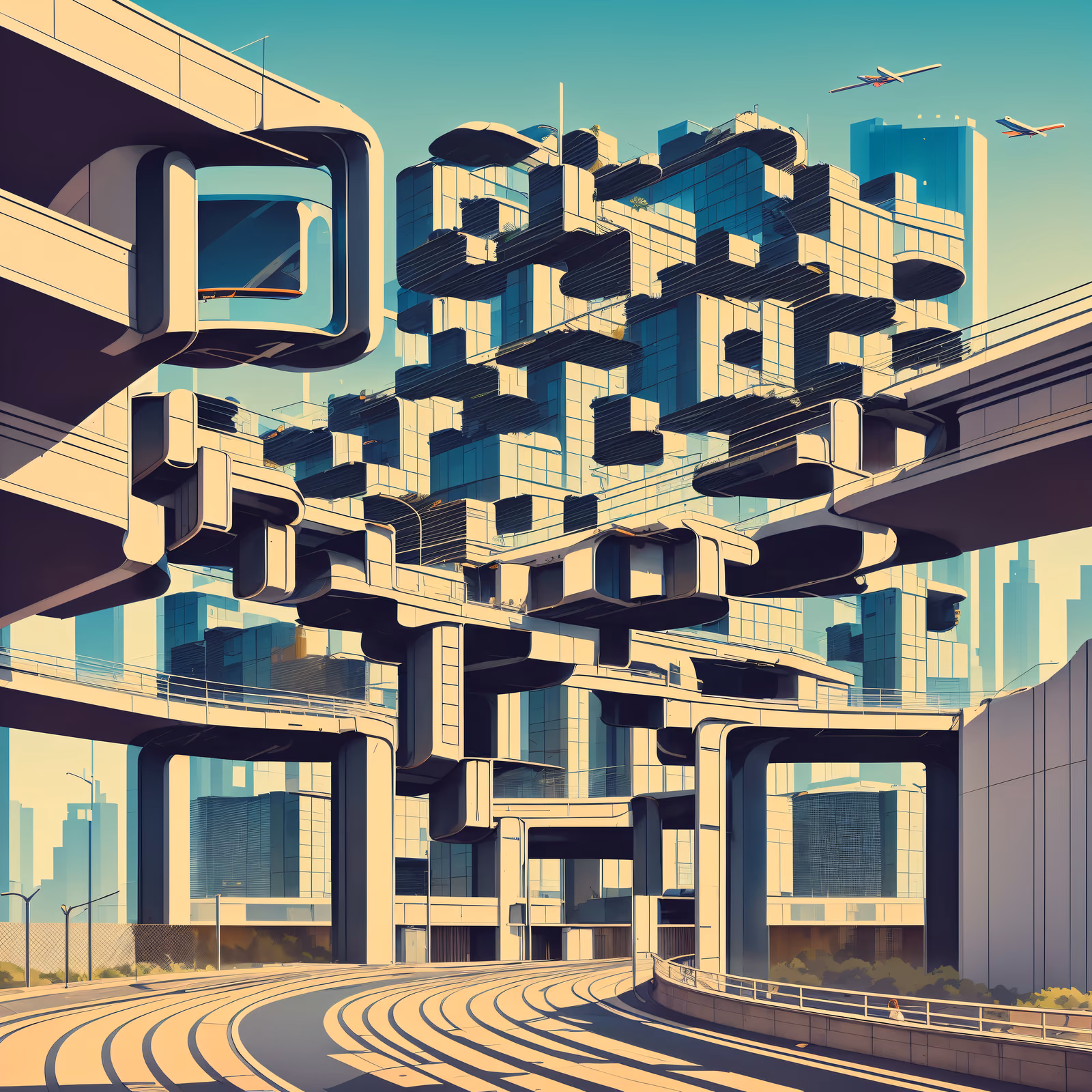 Brutalist Retro Futurist City QR Code for Posters — image 1