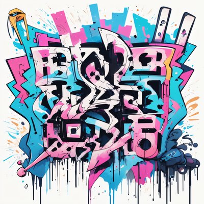 Pink Cyan Graffiti Lettering QR Code for Apparel