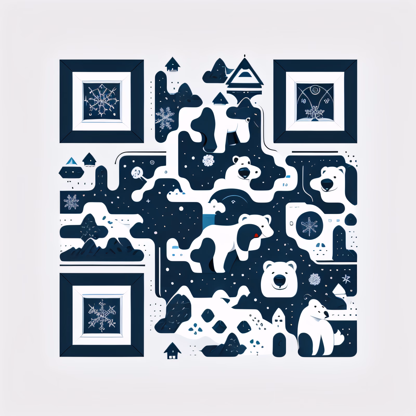 Polar Bears and Igloos Vector QR Code for Posters — image 1