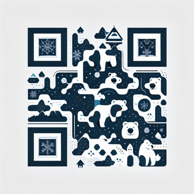 Polar Bears and Igloos Vector QR Code for Posters