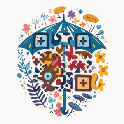 Umbrella Flowers Vector QR Code for Stickers